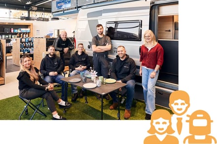 Das Team von Camperwelt Fischer im Campingshop.