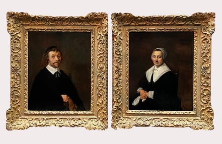 Dutch School, Portrait of a man and woman. Oil on canvas, 28x35 cm. 