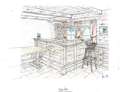 Ansichtszeichnung Theke