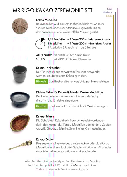 Kakao Zeremonie Zubehoer Information Anleitung