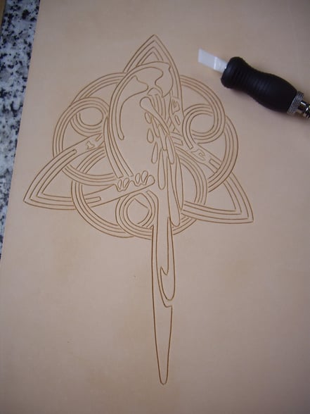 Exemple de découpe de cuir au swivel