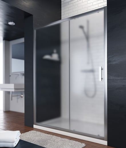 Mampara de ducha frontal 2 hojas (cristal translúcido) en MAMPATEC (Murcia)