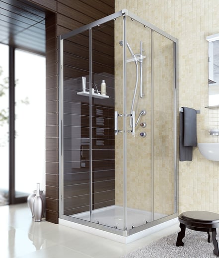 Mampara de ducha cuadrada (cristal transparente) en MAMPATEC (Murcia)