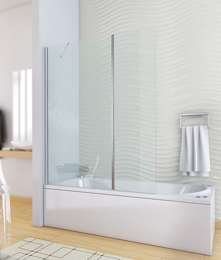 Mampara de bañera fijo+abatible (cristal transparente) en MAMPATEC (Murcia)