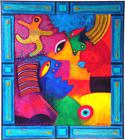 El intercambio de opiniones, 80x90 cm