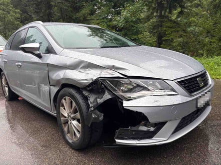 Das Unfallauto vom Ereignis auf der Hulfteggstrasse (Bild: KAPO SG)