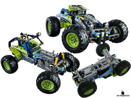 Die Besonderheit im Lego Paket 42037 ist, dass man ein Rennauto oder ein Off-Roader bauen kann.
