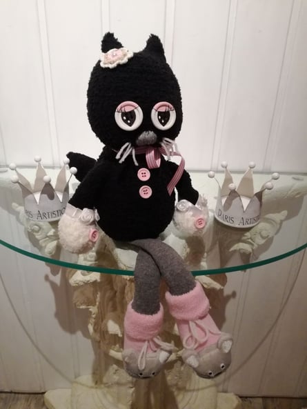 Katze aus Plüschsocken ... habe ich Cleo getauft :-)