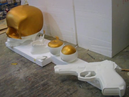 Elementos Corpóreos Gigantes, para la escenografía de la Pasarela Cibeles Madrid de Ana Locking (Shocking)