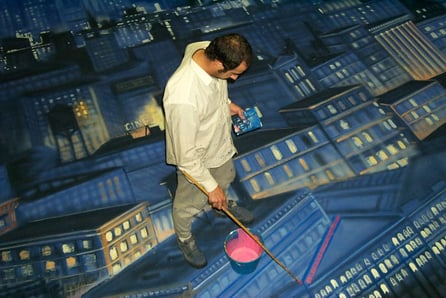 Telón de Fondo pintado a la italiana (entrega Premios Goya) en proceso