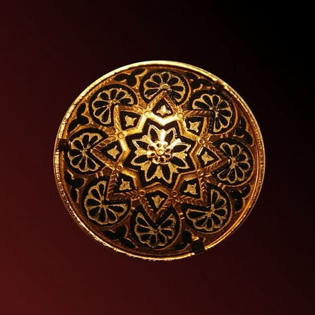 Bóveda, Casquete esférico de 120 cm de diametro con motivos en falso Damasquinado, para exposición 