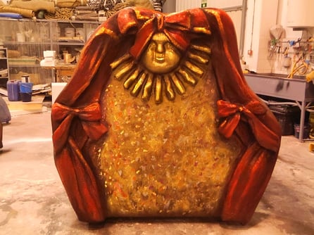 Carra, de cabecera de cama para teatro, pintura escenográfica