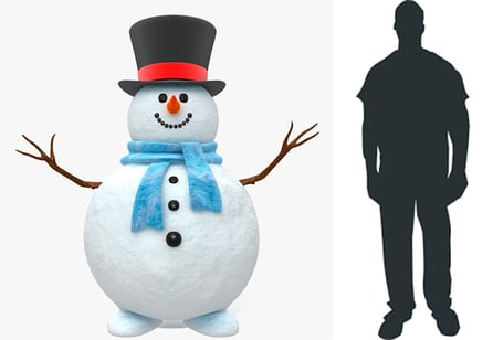 Muñeco de nieve, altura persona, se tallan sobre encargo