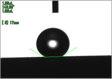 ヨーグルトのフタの接触角（超撥水）
