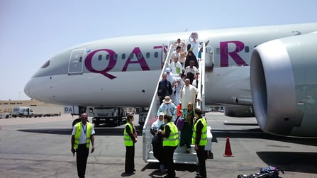 モロッコ玄関口、カサブランカにある「ムハンマド５世空港」に飛行機が着いたところです。モロッコ在住の日本人Mika