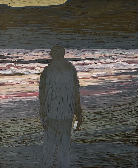 Asta Rode, Jeden Abend, Acrylstift auf Leinwand, 50x60 cm, 2025