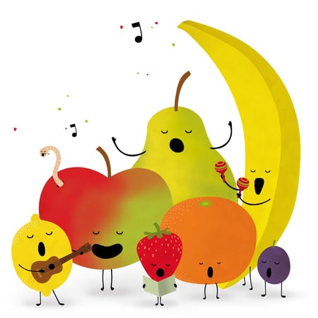 illustration carte faire-part photoweb fruits chorale