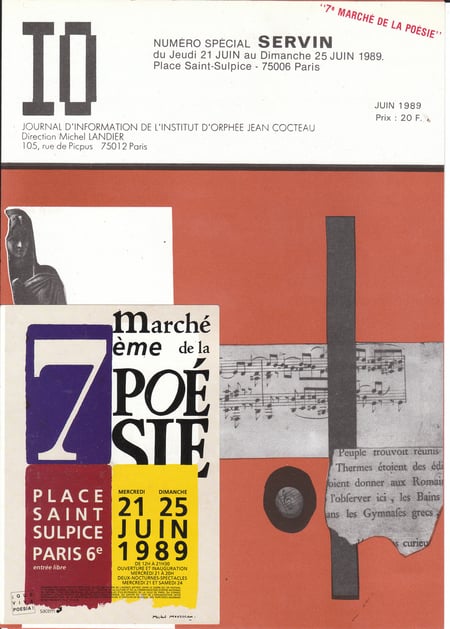 Carte Marché Poésie 1989 sur la revue IO consacrée à SERVIN