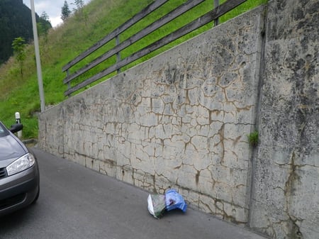 Fissures dues à la RAG dans un mur en aile