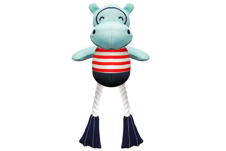 Hundespielzeug Tauspielzeug Nilpferd Hippo türkis gestreift maritim