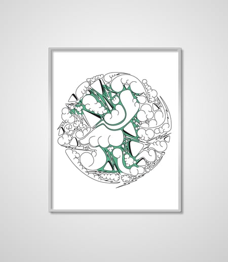 Eine Illustration mit weissen Wolken und Dreieck dahinter ist eine fette grüne eins zu sehen, die Wolken sind im Kreis angeordnet