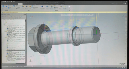 Sur cette image, on distingue une image du logiciel Mastercam prise sur un écran d'ordinateur chez ASM2.
