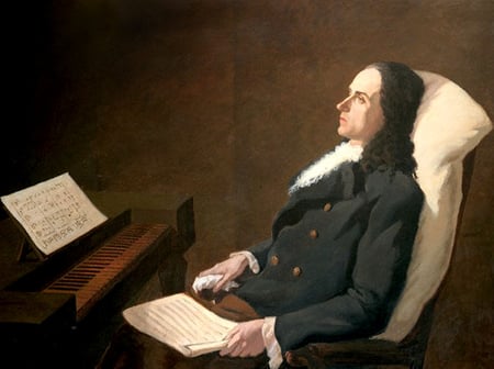 Pintura de Pergolesi, Pensativo, componiendo su famoso Stabat Mater