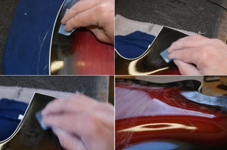 Nun wird der Lack noch ein letztes Mal geschliffen und dann poliert.