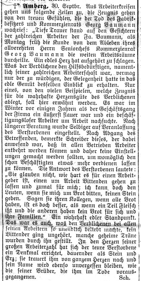 1913 Nachruf in der Zeitung