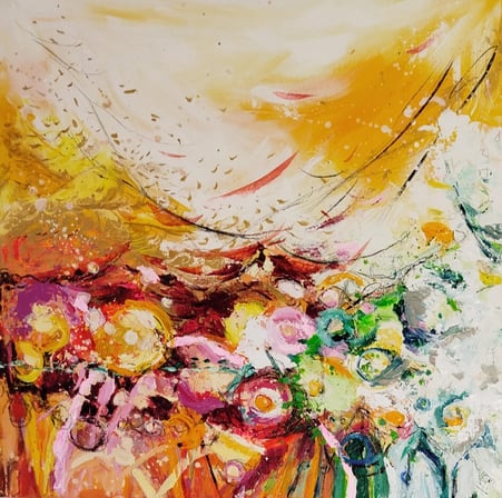 Elisabeth Augendre artiste peintre en Ariège acrylique impressionnisme fantaisie en jardin 46