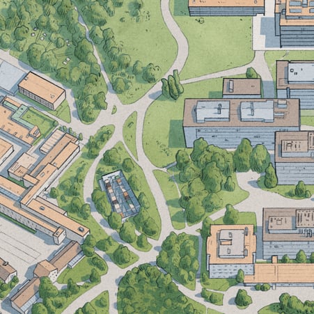 Ausschnitt aus der Visualisierung mit Wegen und Strassen © Michael Stünzi