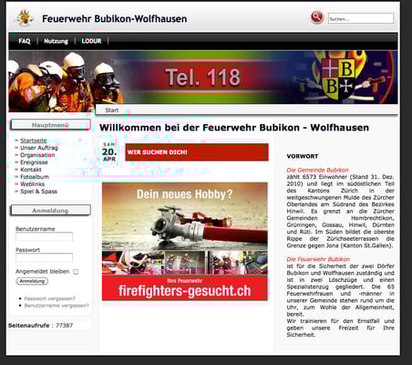 Die Startseite sieht noch normal aus...