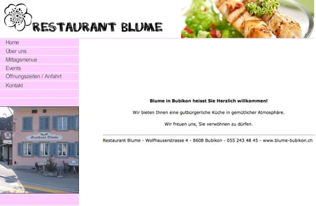 Noch weiss die Homepage der "Blume" nichts von der Schliessung