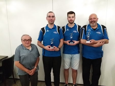 v.l. Heinz Weinerth - 4.Platz ** Ralf Schubert - 3.Platz ** Dennis Ludwig - 1.Platz ** Ralf Holzapfel - 2.Platz