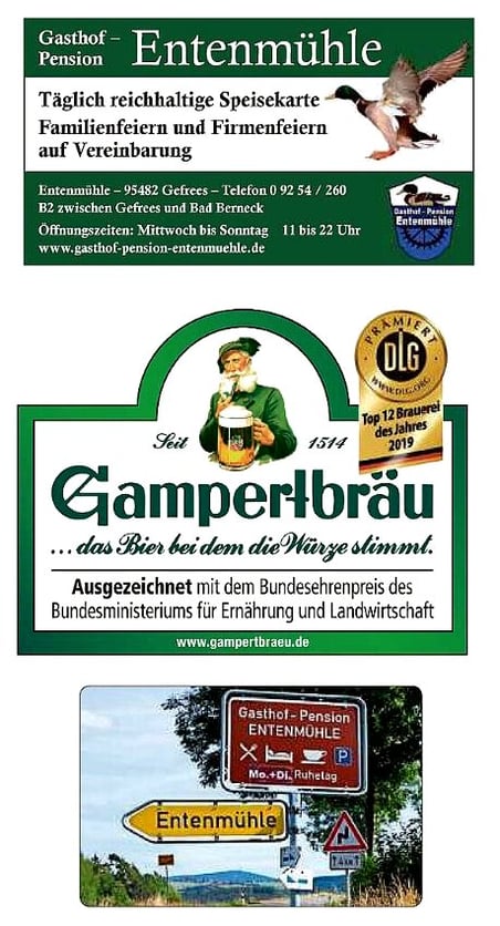 Gasthof Pension Entenmühle im Ölschnitztal Naturpark Fichtelgebirge