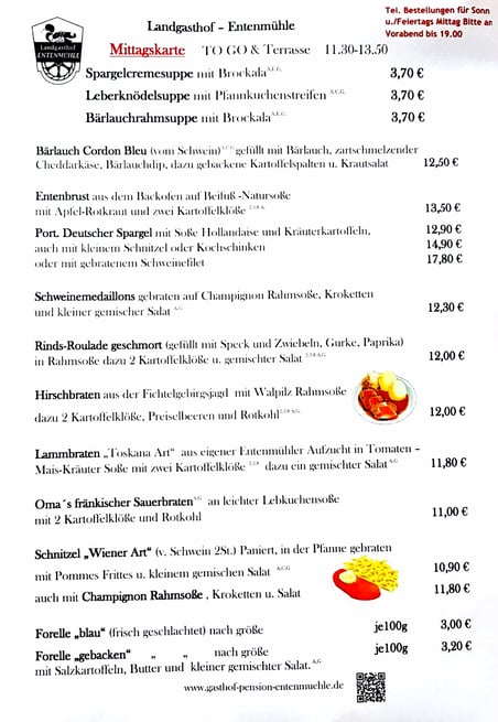 Speisekarte ab KW 21   ab Do. 27.05.2021 bis auf weiteres 