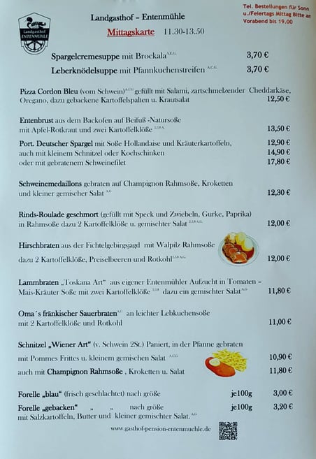 Nur Mittag      Speisekarte ab KW 23   ab Fr. 11.06.2021 bis auf weiteres 