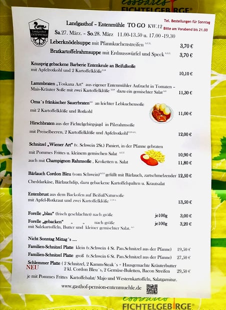 Speisekarte KW 12   Fr. 26.03.2021 bis So. 28.03.2021  