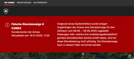 (Screenshot: armee.ch)