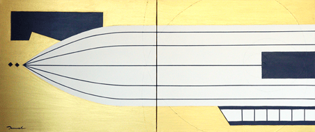 DREAM ZEPPELIN  1   1060mm*455mm(530mm*455mm each)   F10*2   2023  acrylic on canvas, wood