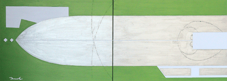 DREAM ZEPPELIN  2   910mm*333mm(455mm*333mm each)   P8*2   2023  acrylic on canvas, wood