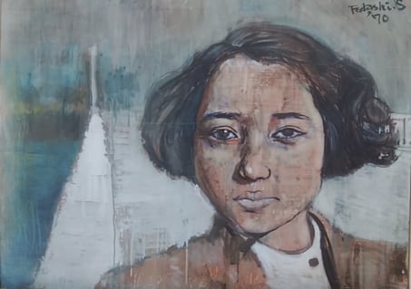 「無言の少女」60 号不透明水彩　1971 年24 回アンデパンダン展