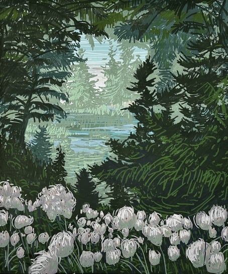 Asta Rode, Zwischenspiel, Acrylstift auf Leinwand, 50x60 cm, 2025