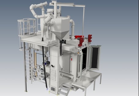 Oil and water jacket blasting system sideview