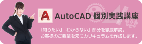 AutoCAD　個別実践講座　知りたい、わからない部分を講師が徹底解説いたします。お客様のご要望を元に