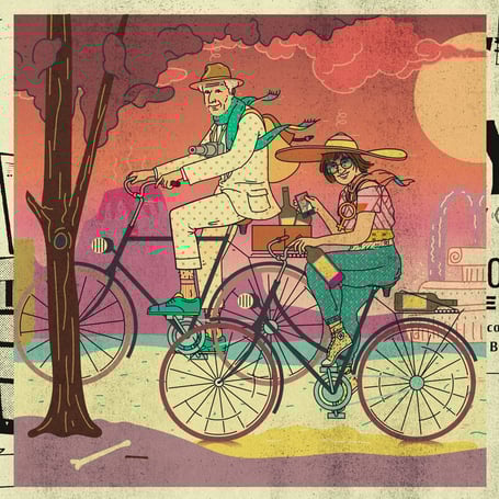 "VINO, RAD & SONNENUNTERGANG" ILLUSTRATION → PRIVATE COMISSION