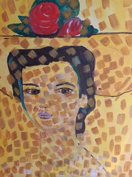 Lis: La Grande dame au chapeau, Leinwandbild 58 x 58 cm. 