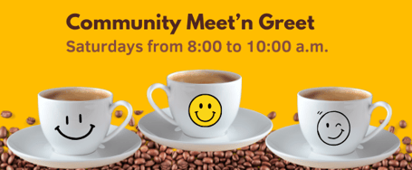 three coffee cups featuring happy faces