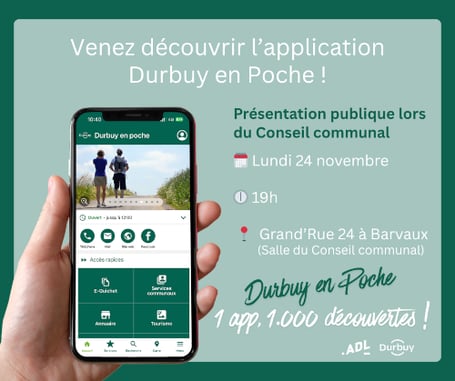 Durbuy en Poche | Affiche présentation au Conseil Communal