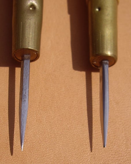 Comparaison alêne neuve et alêne préparée